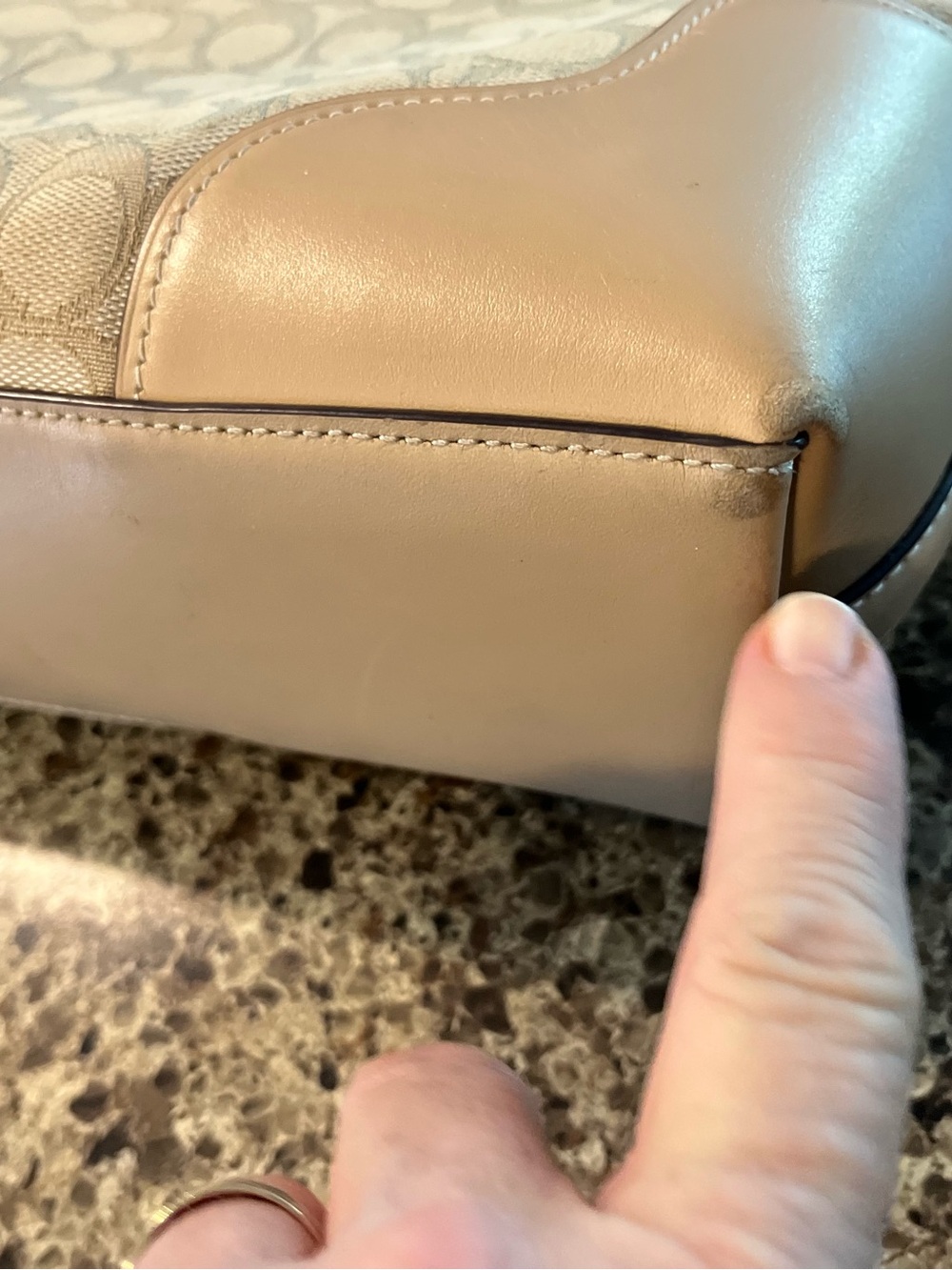 Coach Signature Canvas Hobo Shoulder Bag in Beige and Tan - Picture 7 of 10